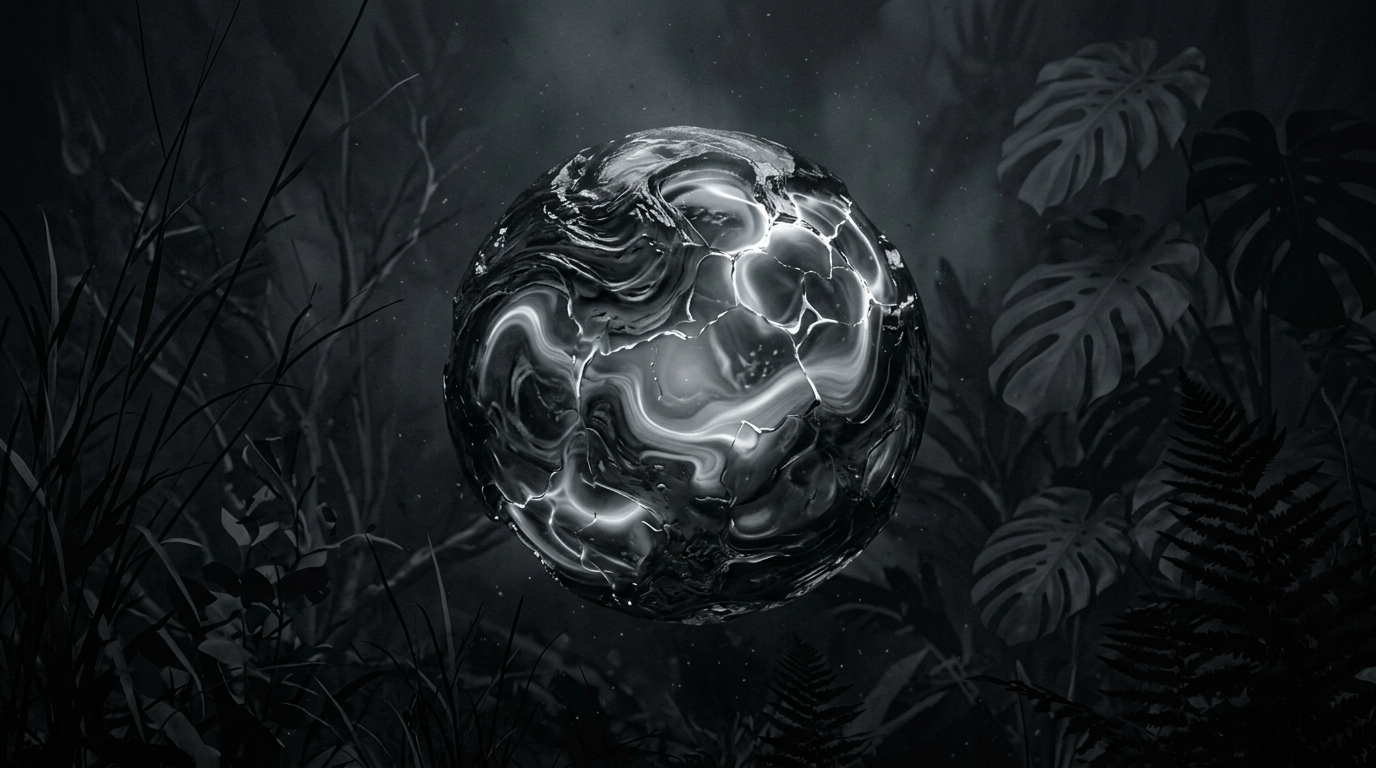 An abstract glowing glass globe representing Bloom's global brand atmosphere